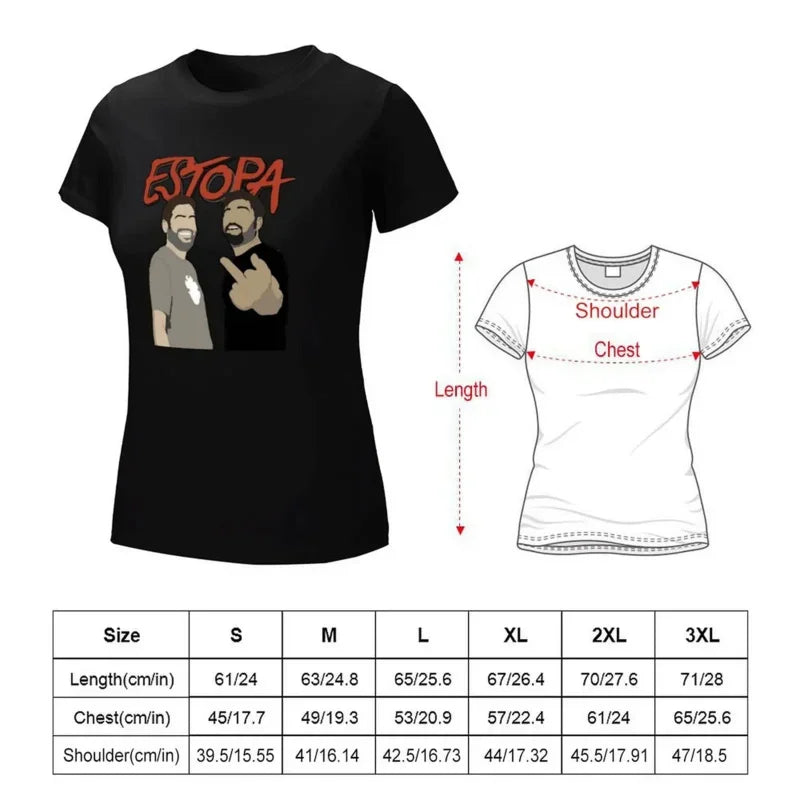 2024 Summer Personalized Street Hip Hop Style Estopa T-shirt Women's Clothing Retro Top Women's Clothing