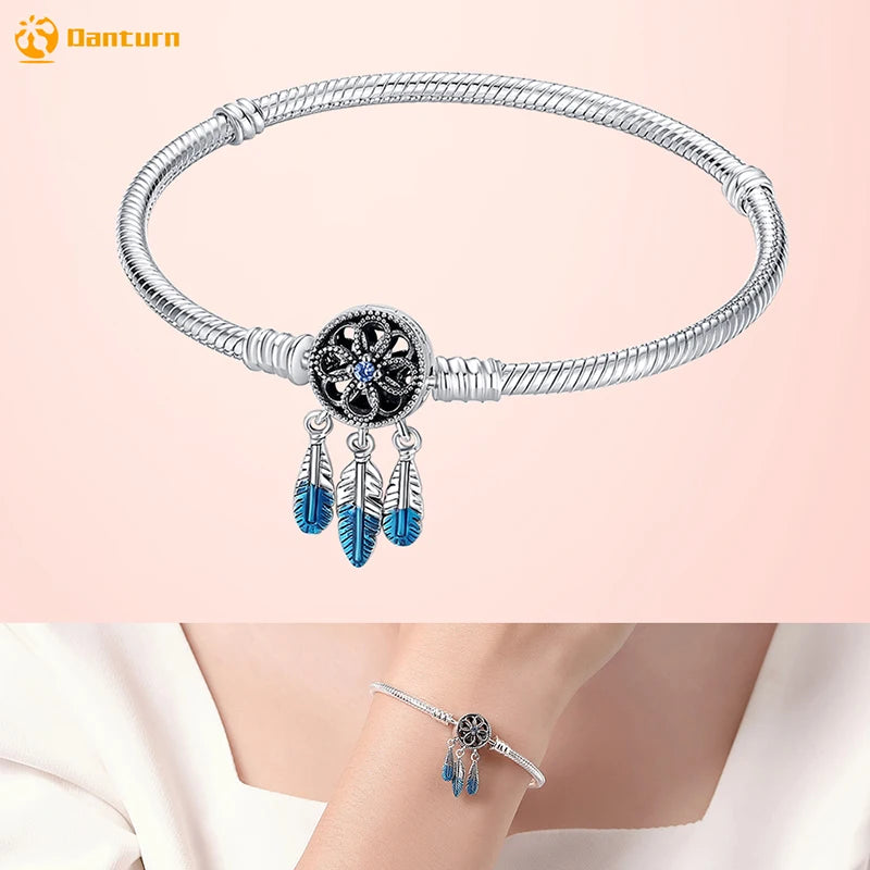 Danturn 925 Sterling Silver Bracelets Surfing, Waves and fish, Dream nets Bracelets Women Bracelets Fashion Charm Bracelets