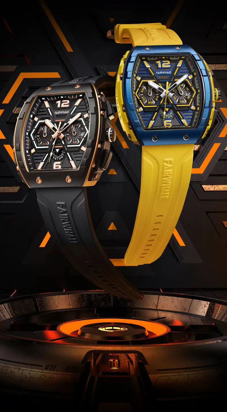Mark Fairwhale 5560 Brand Luxury Mens Watch Wristwatch Clock Silicone Strap Chronograph Quartz Watches for Men montres hommes