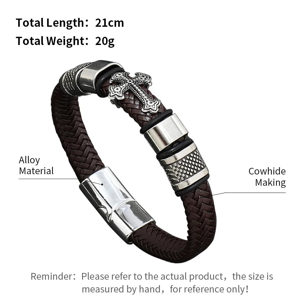 Trendy  Leather Bracelets For Men Multilayer Braided Rope Bracelets For Male Bracelets Jewelry Pulsera Hombre