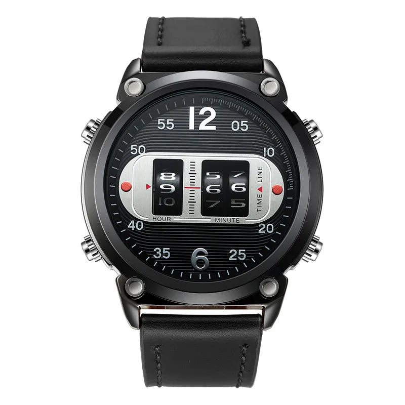 Big Brand Unique Designer Watches For Men Fashion Leather Band Simple Sports Date Quartz Watch Black Montres de Marque de Luxe