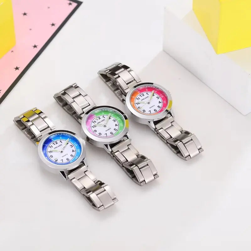 New Children's Boys Girls Watches Stainless Steel Students Quartz Adult Watch Birthday Gift Relojes Montres Kol Kaati