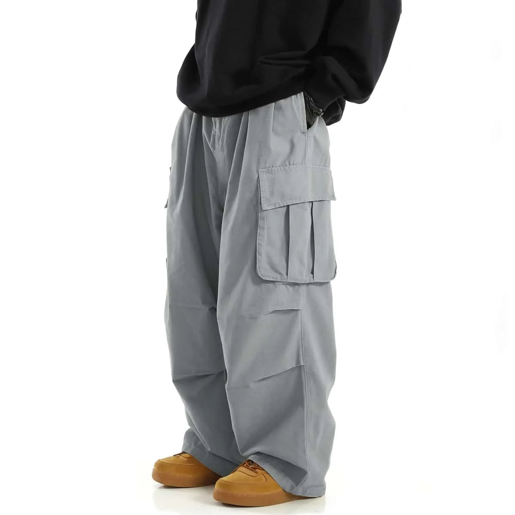 Classic Design Multi Flap Pockets Cargo Pants,Men's Loose Fit Drawstring Cargo Pants，For Skateboarding,Street,Outdoor Camping