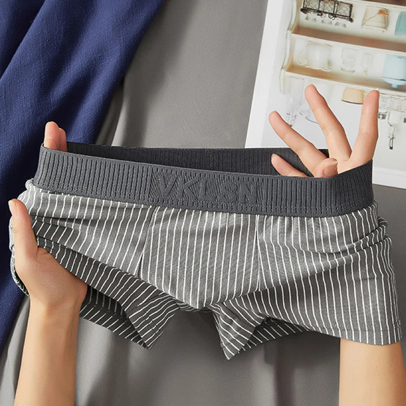 1Pcs Boxer Shorts Men's Underwear Sexy Panties Cotton Striped Man Underpants Male Boxers Homme U Convex Lingerie