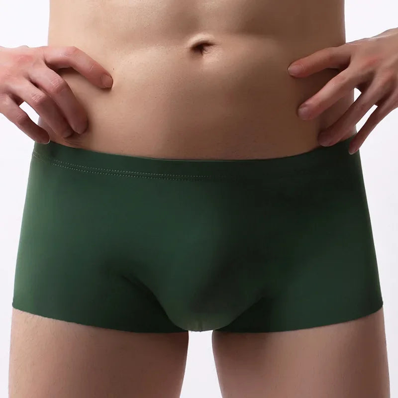Men's Ice Silk Seamless Underwear Briefs Sexy U Convex Ultra-Thin Breathable Man Underpants Boxers