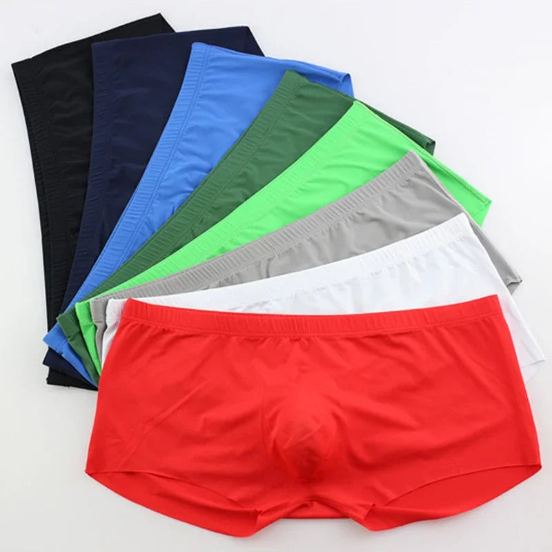 Men's Ice Silk Seamless Underwear Briefs Sexy U Convex Ultra-Thin Breathable Man Underpants Boxers