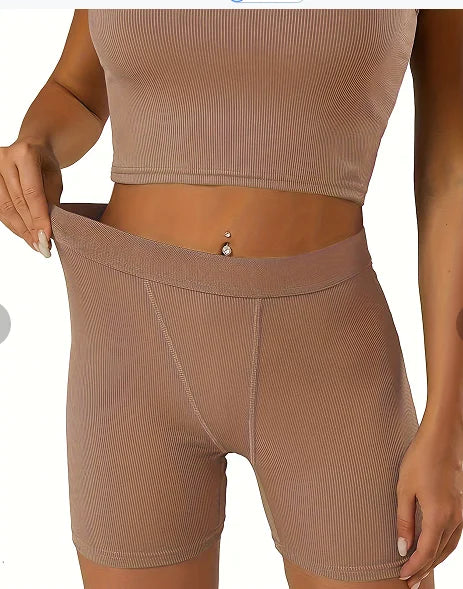 Women's Clothing Summer  Wholesale Ribbed Loungewear Women Sets  Lounge Wear Two Piece Tank Tops and Shorts Set