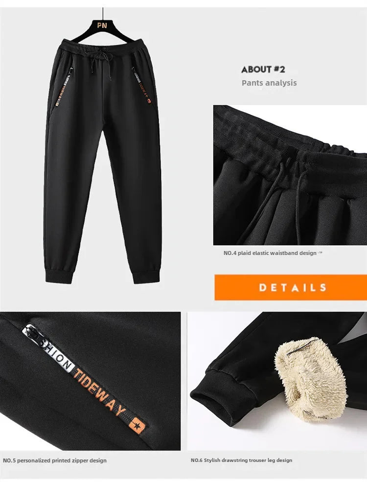 Thickened Fleece-lined Men's Jacket Casual Sport Suit Trendy Men's Clothing Pants