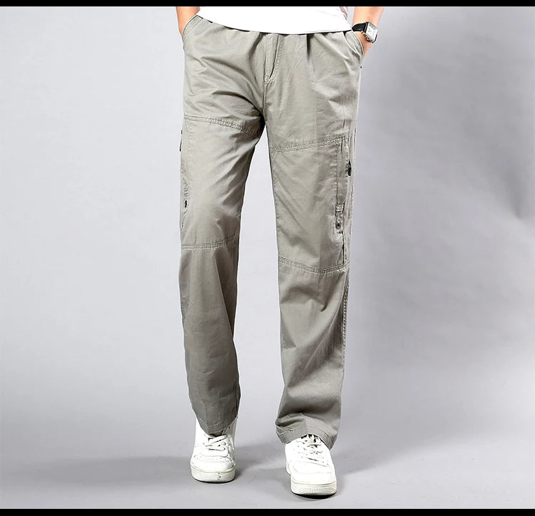 IPPOLICH Men's Pants Sweatpant Leisure Breathable Pants Pockets Wide Leg Cotton Black Cargo Pants Classic Man Casual Cargo Pants