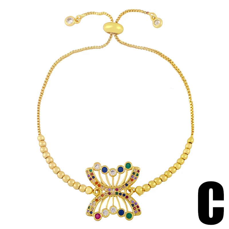 Clearance Bracelets / Copper Gold Plated Bracelets for Women CZ Rhinestone Chain Bracelets Crystal Jewelry Gifts brtk51