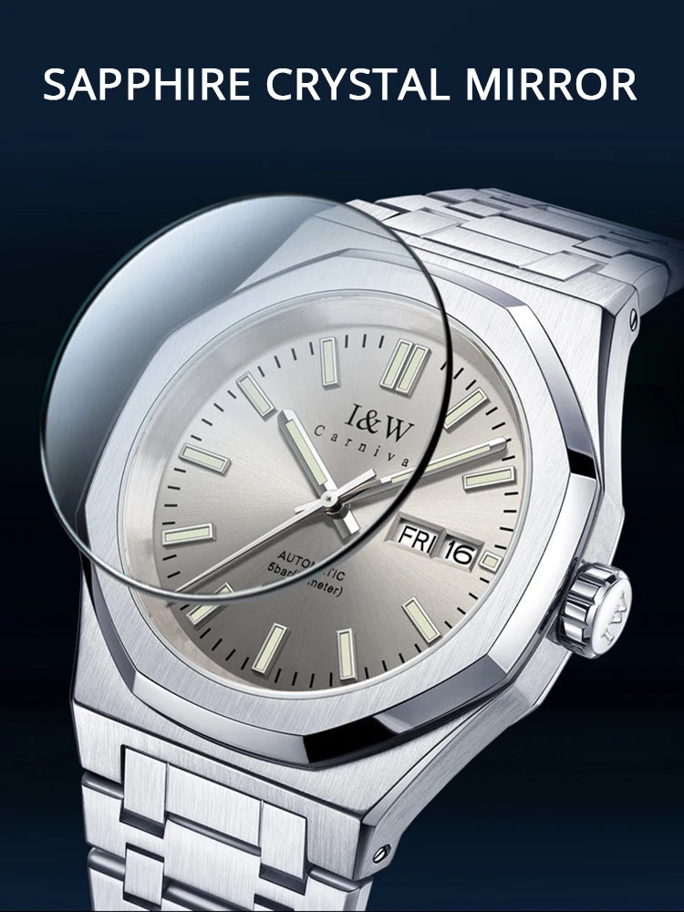 SEIKO NH36A Mechanical Watches for Man Luxury Brand IW CARNIVAL Watch Automatic Sapphire Luminous 5bar Waterproof Montres Hommes