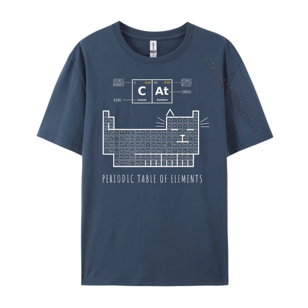 The Chemistry Cat Periodic Table Of Elements Men Clothes Printed T-Shirt Father's Day
