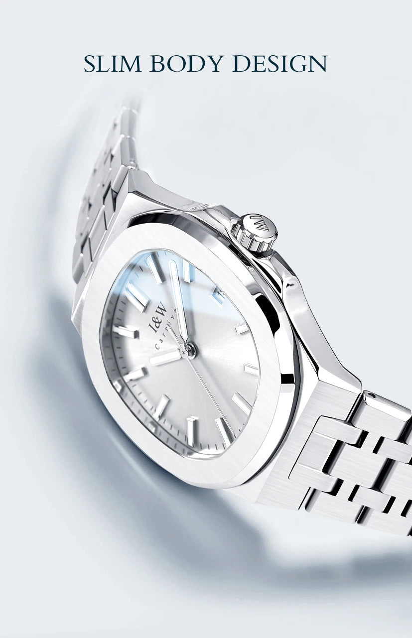 I&W Simple Quartz Watch for Women 2024 New Design Ladies Watches Sapphire Calendar Full Steel Bracelet Waterproof Montres Femmes