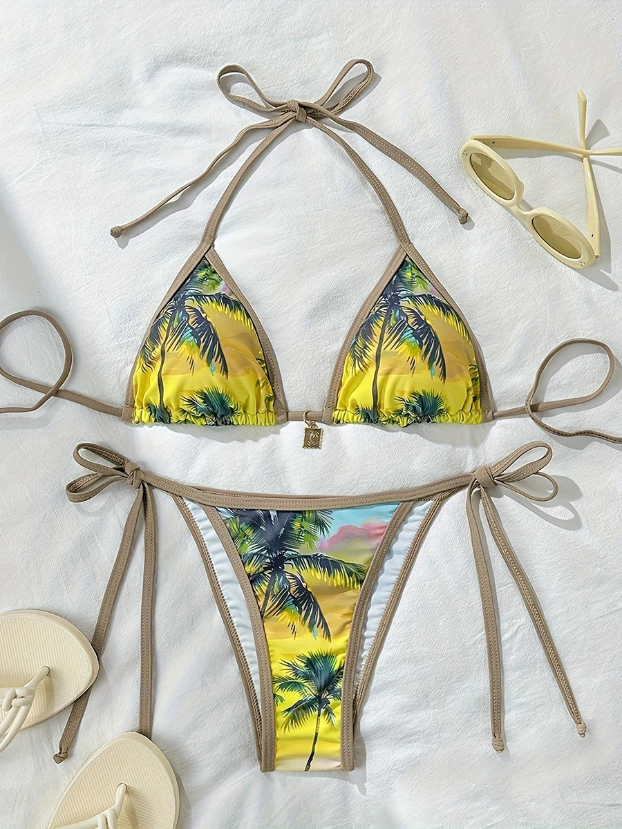 Bikinis 2025 Sexy Women Swimsuit Push Up Swimwear Print Bikini Set Micro Biquini Bathing Suit Swimming Suit Beachwear Female