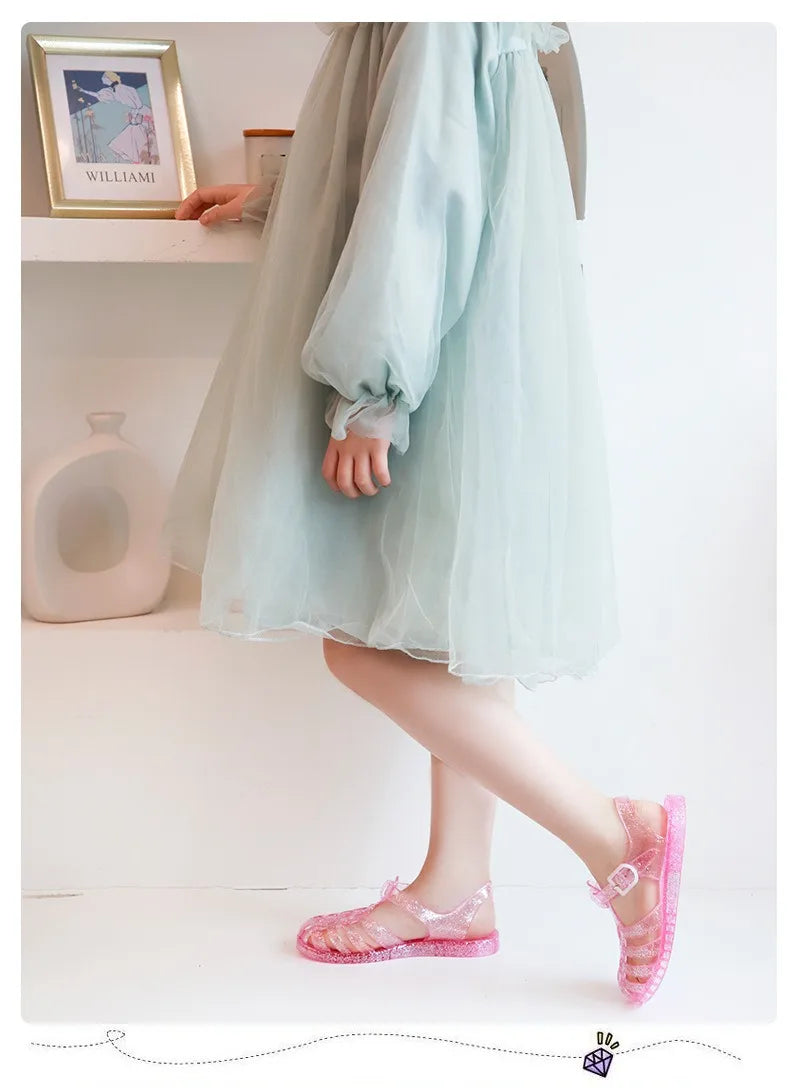 Summer New Sandal Princess Crystal Shoes Boy Girl Children Cave Shoe Kid Jelly Glitter Baby Roman Beach Sandals Toddler Slippers