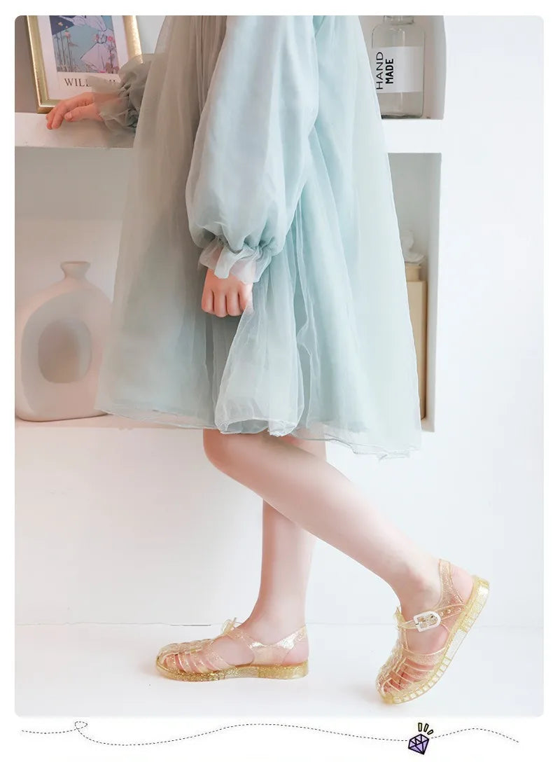 Summer New Sandal Princess Crystal Shoes Boy Girl Children Cave Shoe Kid Jelly Glitter Baby Roman Beach Sandals Toddler Slippers