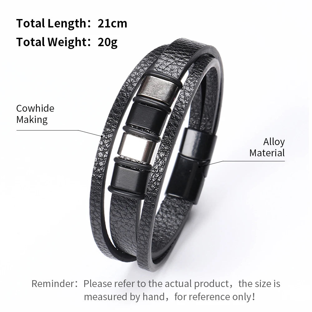 Trendy  Leather Bracelets For Men Multilayer Braided Rope Bracelets For Male Bracelets Jewelry Pulsera Hombre