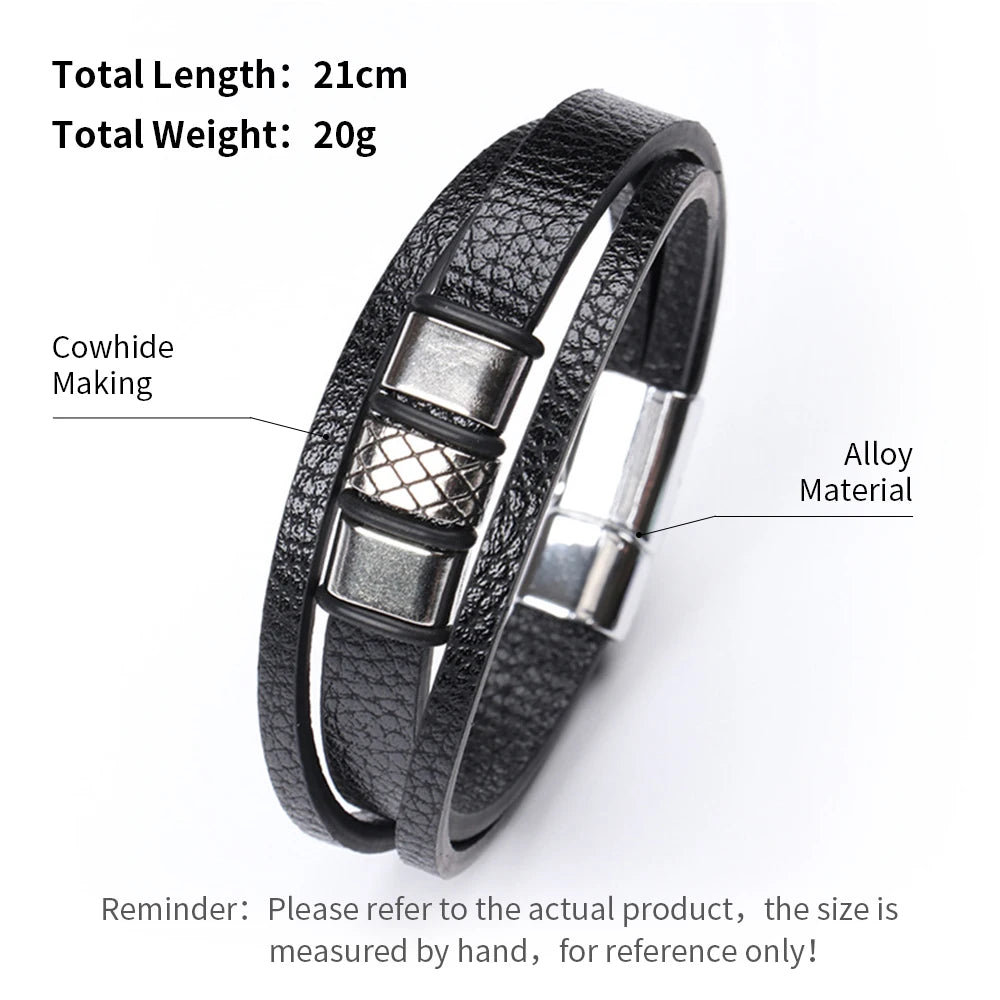 Trendy  Leather Bracelets For Men Multilayer Braided Rope Bracelets For Male Bracelets Jewelry Pulsera Hombre