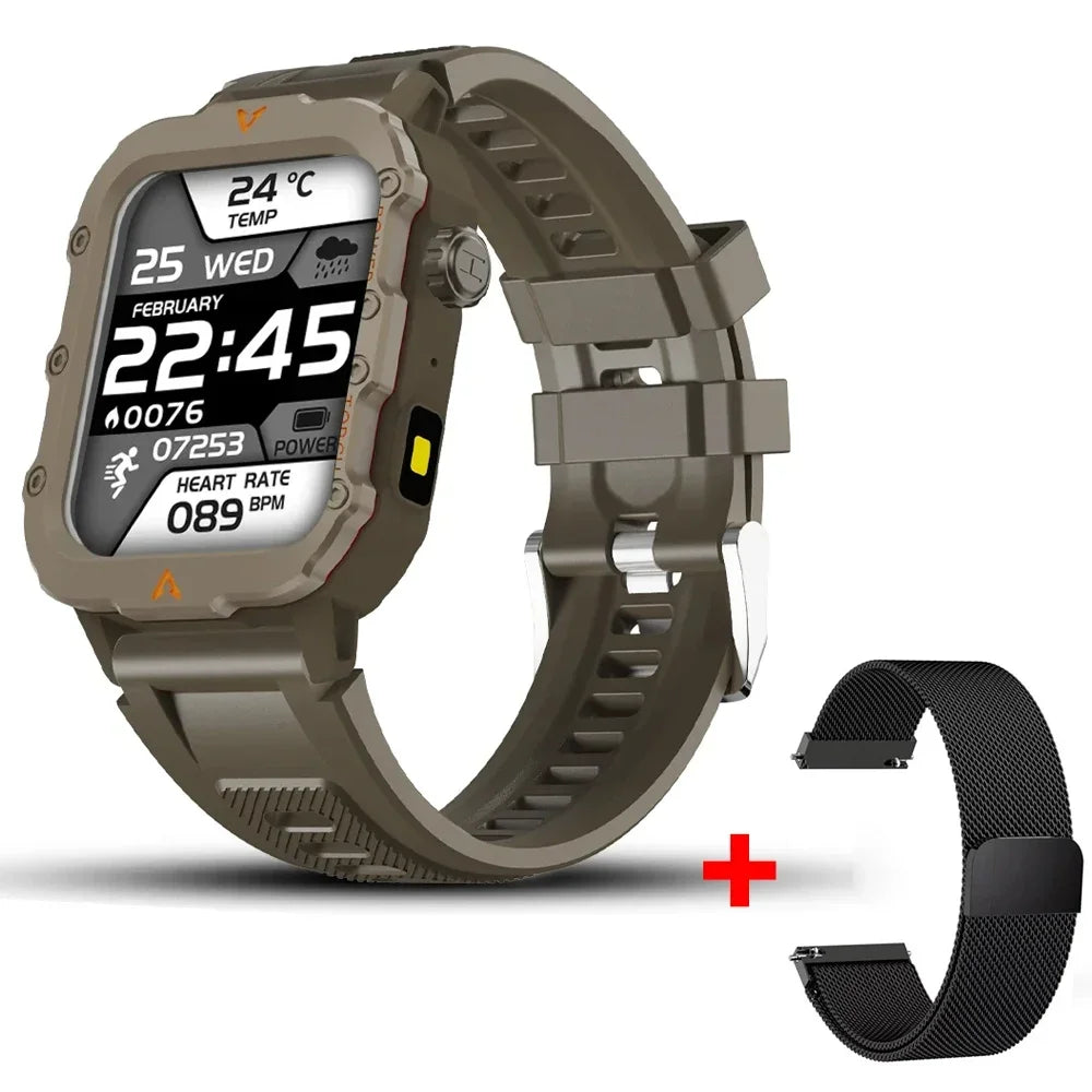 2024 Military Montres Hommes Smartwatch LED Outdoor Sports Watches For Men Women 1.73inch Bluetooth reloj hombre Smart Watch