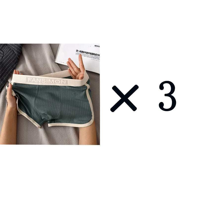 3 Pcs/Lot Men's Boxer Shorts Underwear Sexy Panties Striped Man Underpants Male Boxers Homme U Convex Shorts Lingerie Underpants