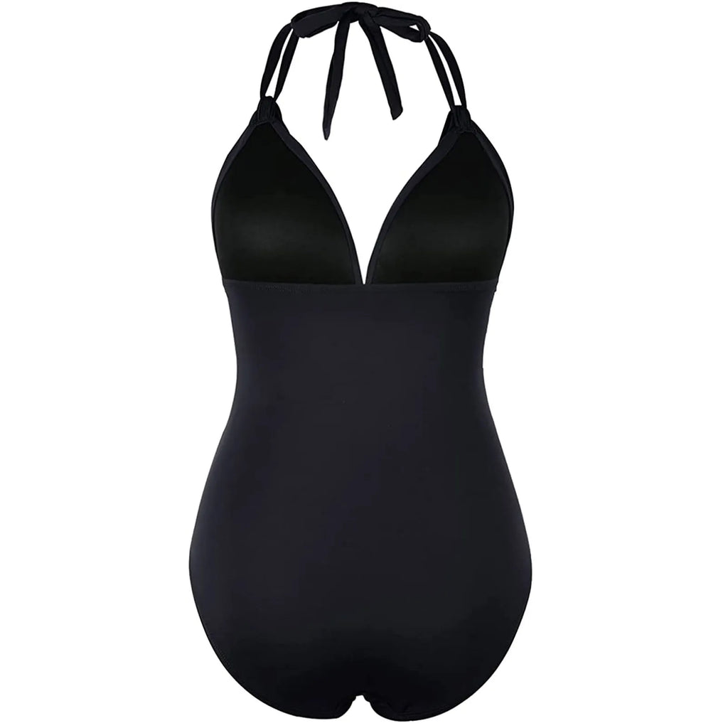 Bikinis Mujer Women's One-piece With Chest Pad Without Steel Bra Swimsuit Solid Color Swimsuit купальники женские