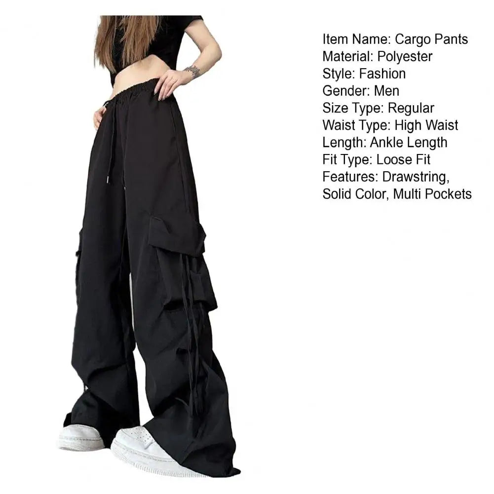 Women Cargo Pants Vintage-inspired Women's High Waist Cargo Pants with Drawstring Multiple Pockets for A Casual for Retro