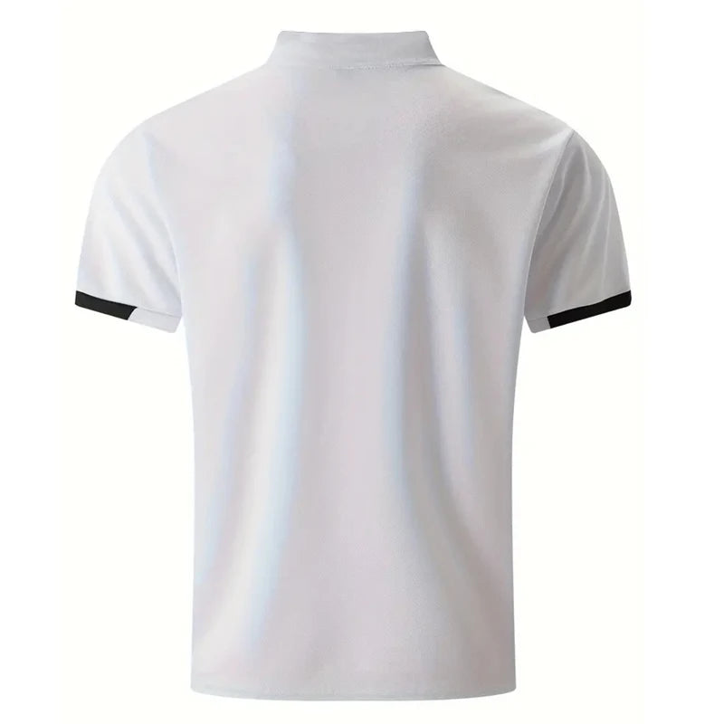 Men Clothes Spring Summer Casual Fashion Short Sleeve Stand Collar Polo Shirt Logo Print Men Clothes Slim Fit Polo Shirt