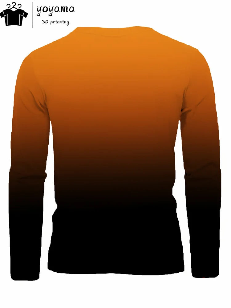 Simple Alphabet Print Men's Clothing Round Neck Men's Long Sleeve T-shirts for Men Harajuku T shirt Men Gradient Men's Clothing