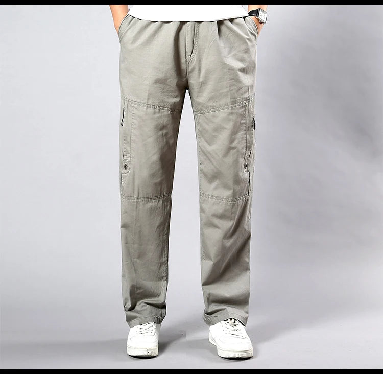 IPPOLICH Men's Pants Sweatpant Leisure Breathable Pants Pockets Wide Leg Cotton Black Cargo Pants Classic Man Casual Cargo Pants