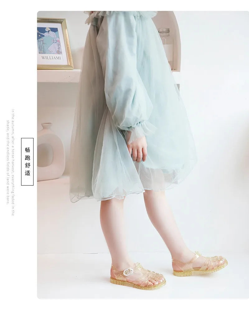Summer New Sandal Princess Crystal Shoes Boy Girl Children Cave Shoe Kid Jelly Glitter Baby Roman Beach Sandals Toddler Slippers