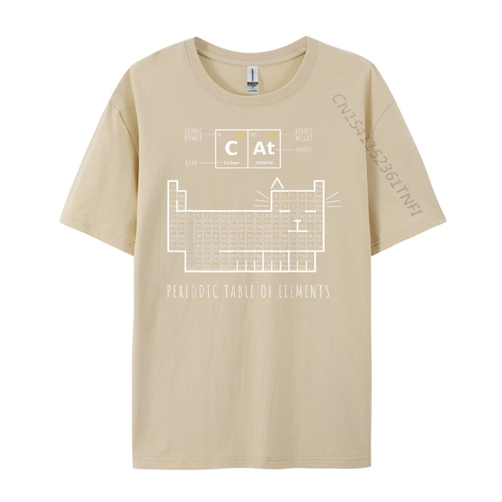 The Chemistry Cat Periodic Table Of Elements Men Clothes Printed T-Shirt Father's Day