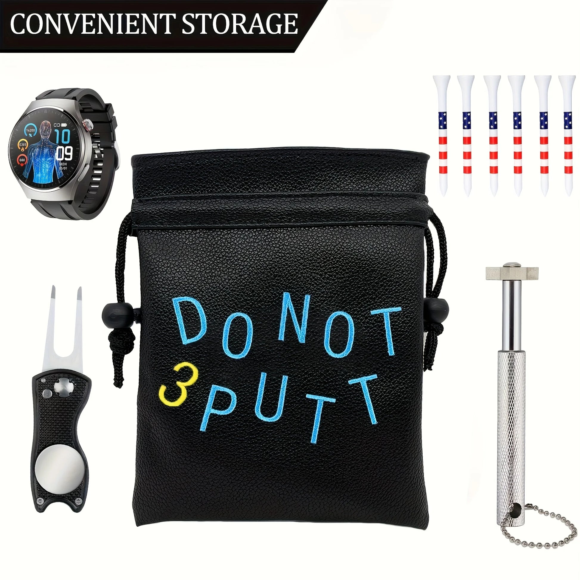Golf valuable item bag, sealed with a drawstring. This portable packaging bag is perfect for holding golf balls and is an access
