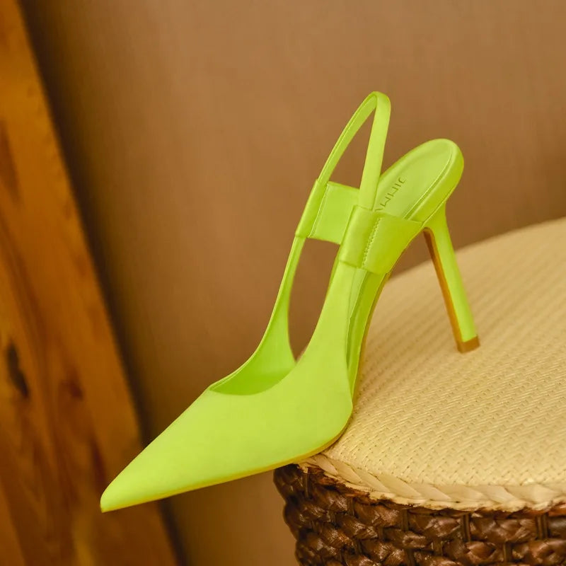 Summer Women Sandals Sexy Transparent Heel Slippers Sandal Shoes Woman Thin High Heels Square Toe Sandal Lady Pump Shoes Mules