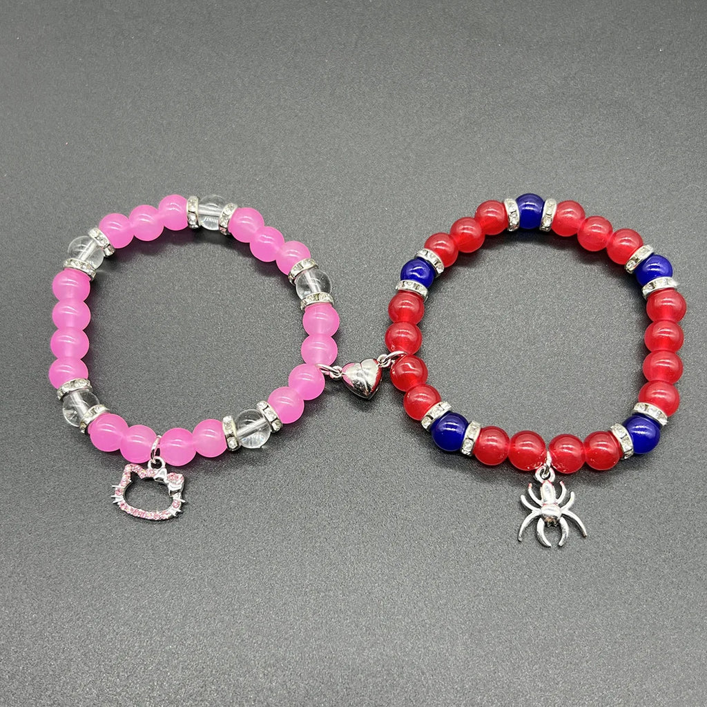 Spider Hello Cat Friendship Bracelets Matching Bracelets Couple Best Friends Charm Bracelets Birthday Bff Magnet Jewelry Gifts