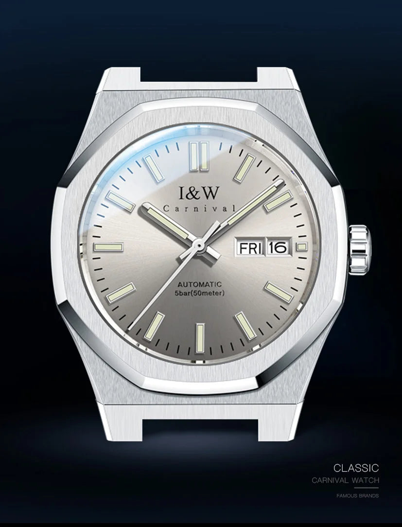 SEIKO NH36A Mechanical Watches for Man Luxury Brand IW CARNIVAL Watch Automatic Sapphire Luminous 5bar Waterproof Montres Hommes