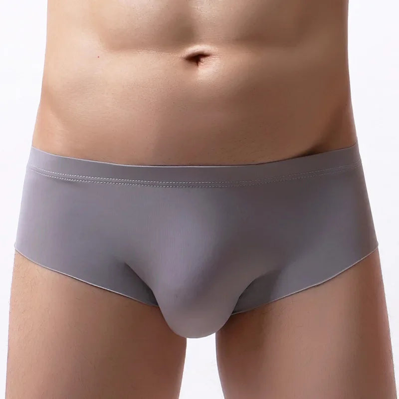 Men's Ice Silk Seamless Underwear Briefs Sexy U Convex Ultra-Thin Breathable Man Underpants Boxers