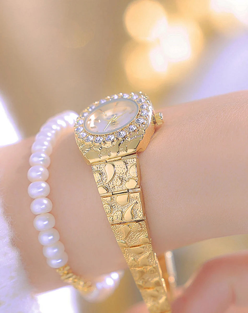 Luxury Diamond Women's Watches High Quality Golden Bracelet Fashion Quartz Wristwatch Ladies Watch Dress Gifts montres femmes