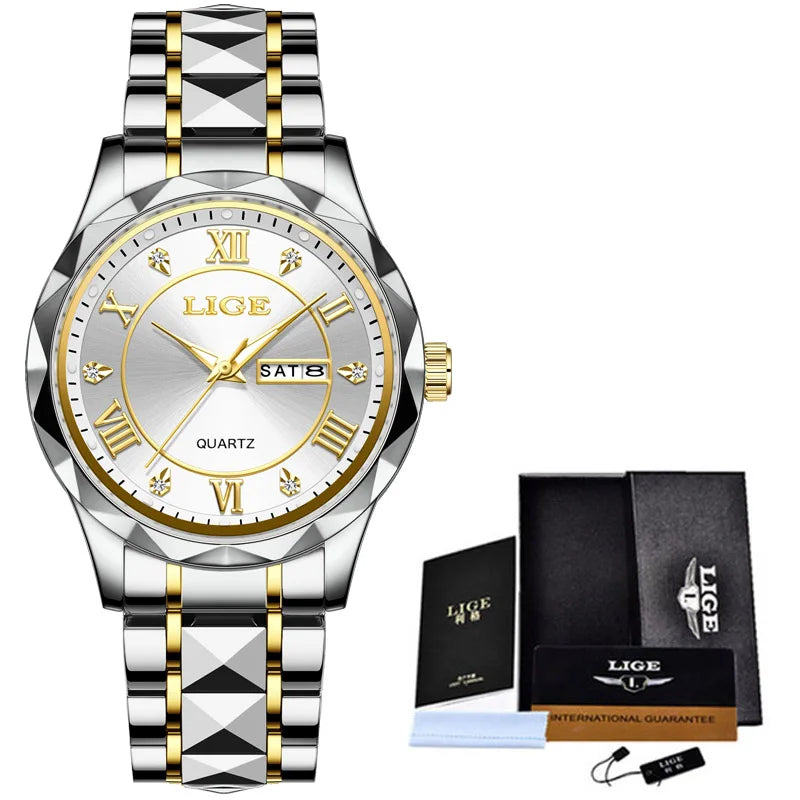 LIGE Casual Sport Watch Ladies Top Luxury All Steel Waterproof Quartz Watches For Women Fashion Gold Watch Women Montres Femmes