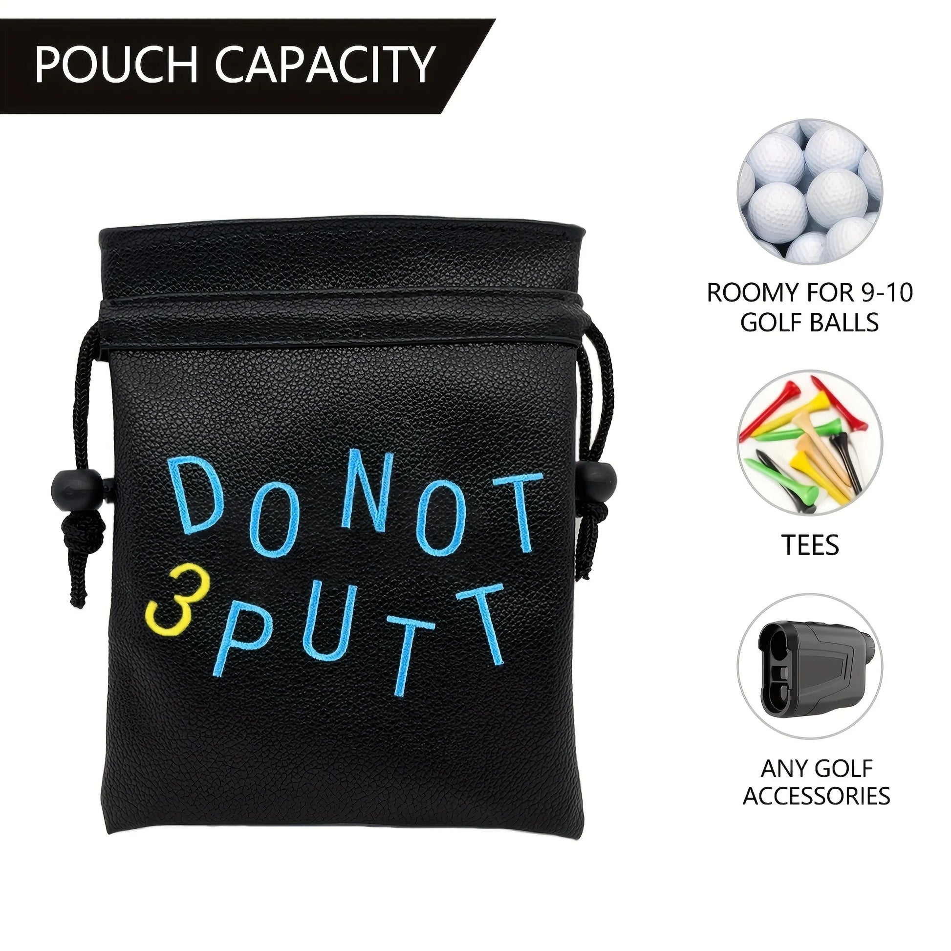 Golf valuable item bag, sealed with a drawstring. This portable packaging bag is perfect for holding golf balls and is an access