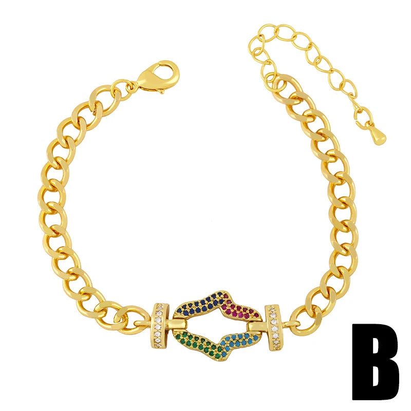 Clearance Bracelets / Copper Gold Plated Bracelets for Women CZ Rhinestone Chain Bracelets Crystal Jewelry Gifts brtk51