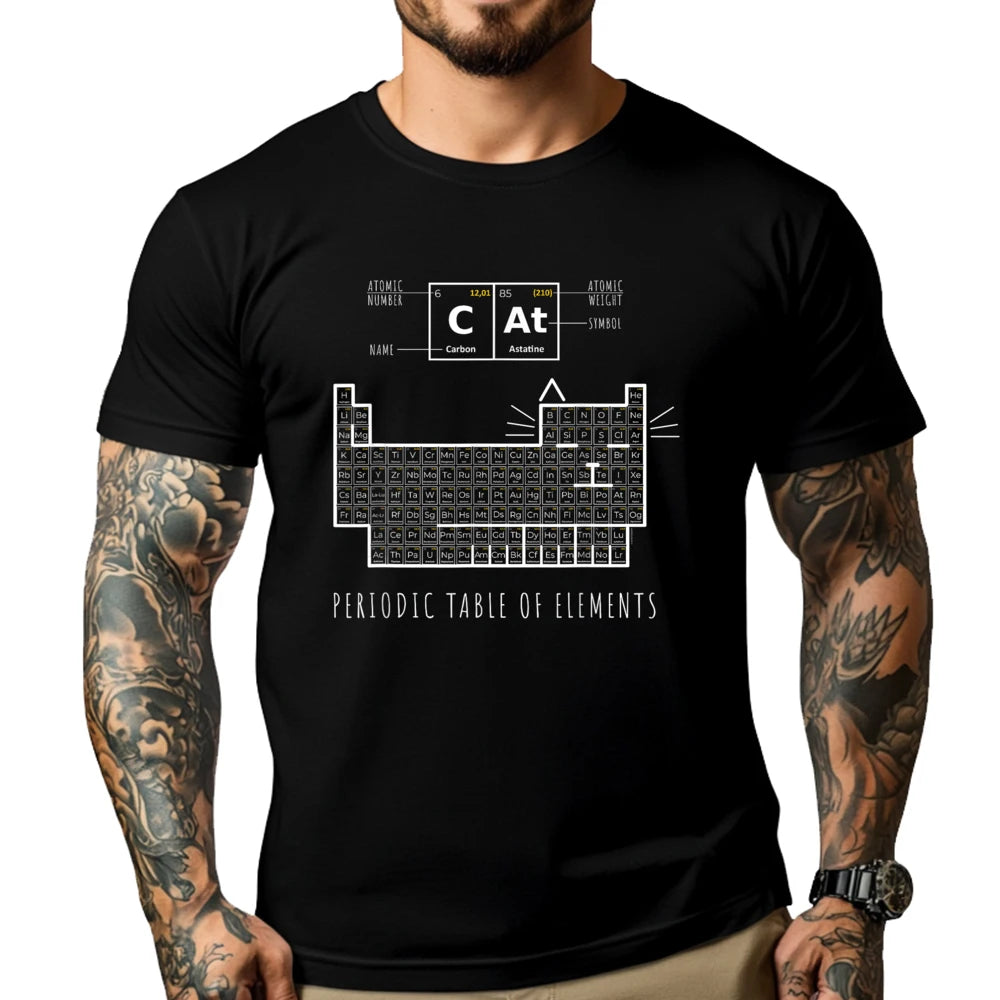 The Chemistry Cat Periodic Table Of Elements Men Clothes Printed T-Shirt Father's Day
