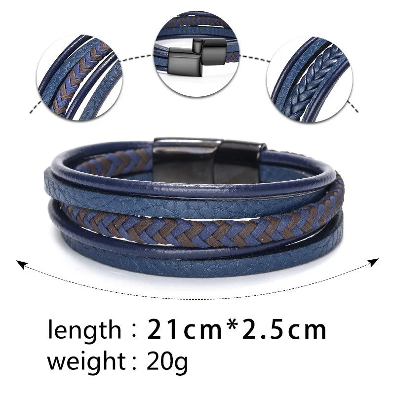 Trendy  Leather Bracelets For Men Multilayer Braided Rope Bracelets For Male Bracelets Jewelry Pulsera Hombre