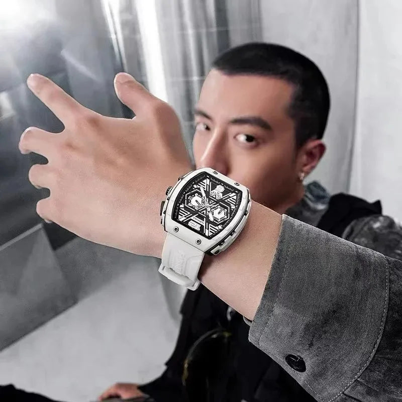 Mark Fairwhale 5560 Brand Luxury Mens Watch Wristwatch Clock Silicone Strap Chronograph Quartz Watches for Men montres hommes
