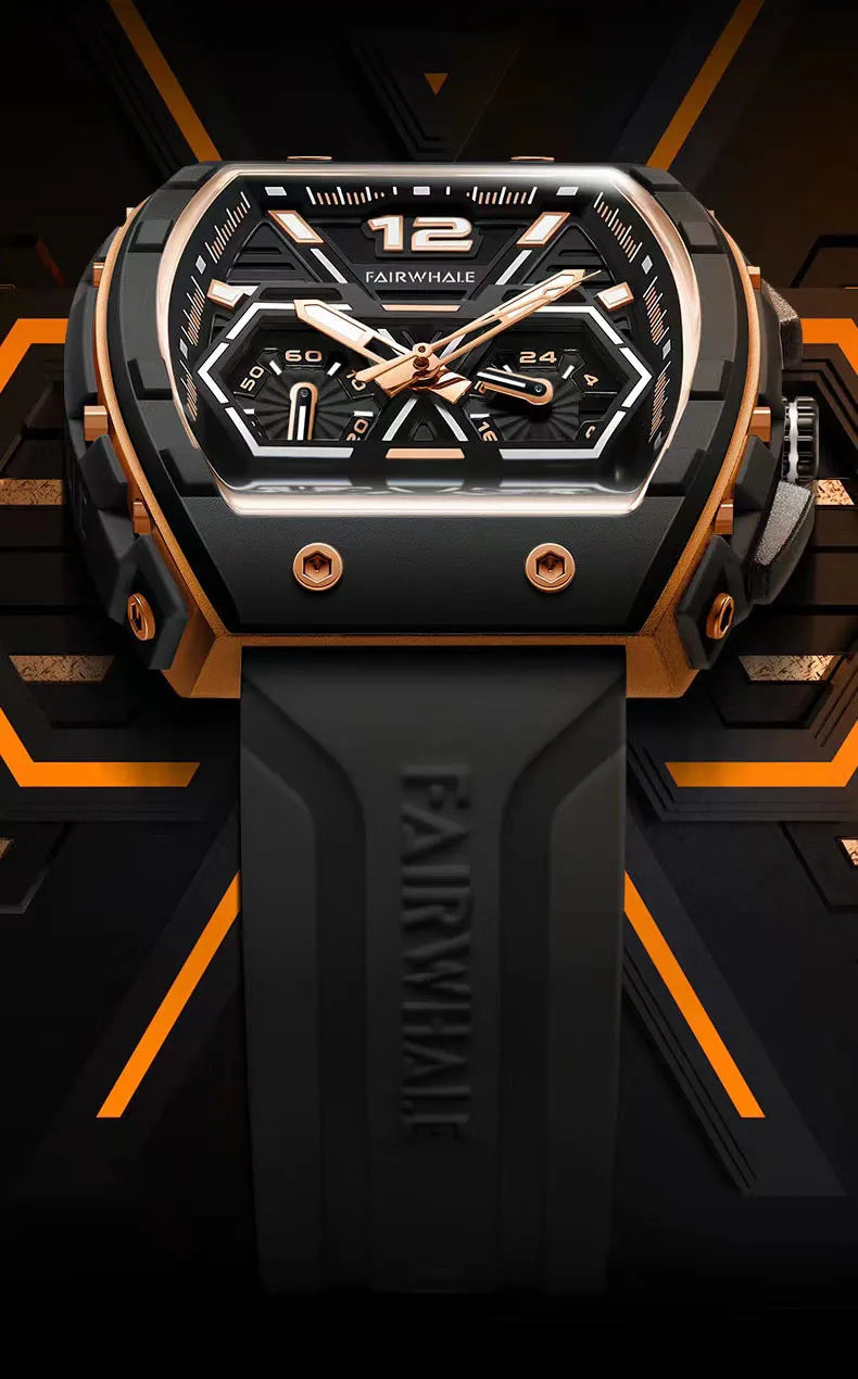 Mark Fairwhale 5560 Brand Luxury Mens Watch Wristwatch Clock Silicone Strap Chronograph Quartz Watches for Men montres hommes