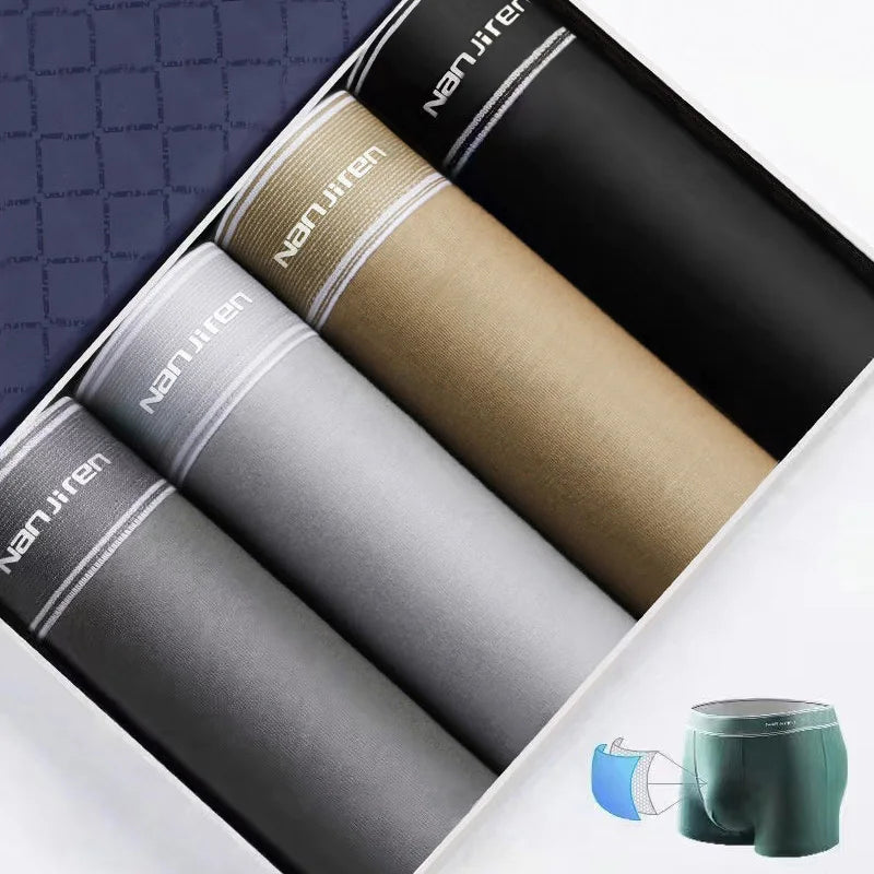 4Pcs Boxer Shorts Men's Underwear Sexy Panties Cotton Boxers Man Underpants Male Shorts Homme U Convex Lingerie Wholesale Lots