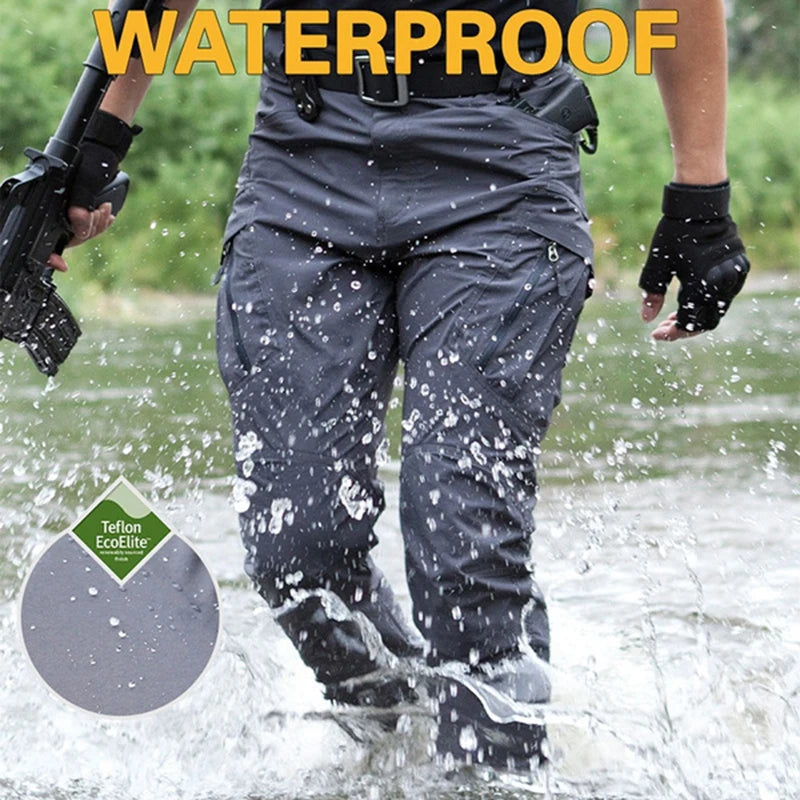 2024 Outdoor Waterproof Tactical Cargo Pants Multi-pocket Men Breathable Casual Long Trousers Male Quick Dry Cargo Pants