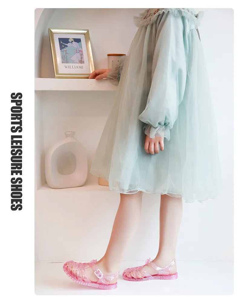 Summer New Sandal Princess Crystal Shoes Boy Girl Children Cave Shoe Kid Jelly Glitter Baby Roman Beach Sandals Toddler Slippers