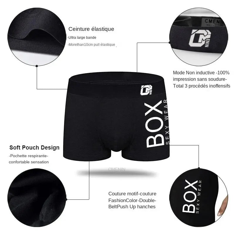 4Pcs Man Underpants Boxershorts Cotton Male Breathable Underwear Men's Panties Soft Boxer Underpants