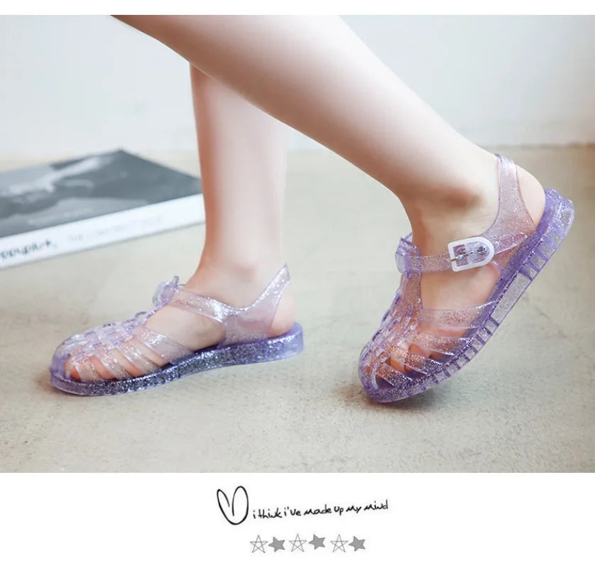 Summer New Sandal Princess Crystal Shoes Boy Girl Children Cave Shoe Kid Jelly Glitter Baby Roman Beach Sandals Toddler Slippers