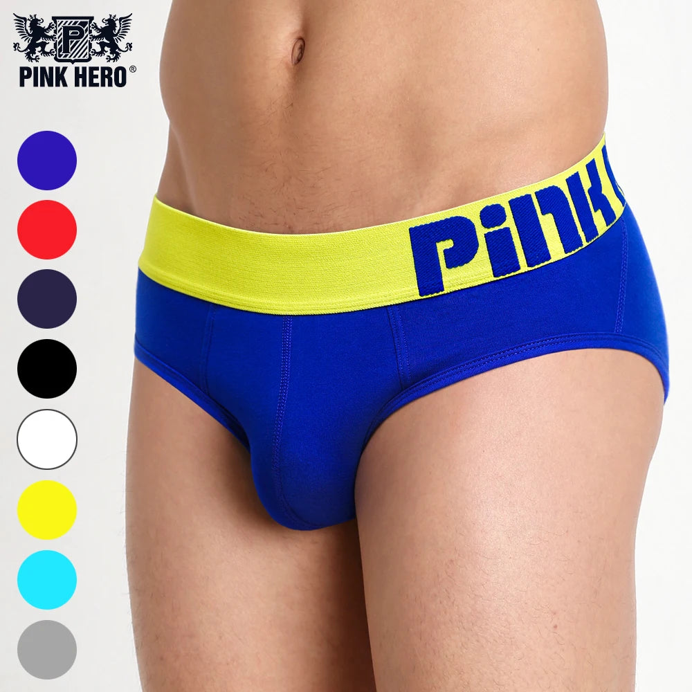 PINKHERO 1280 Men's Panties，Homens Cueca， Comfortable Cotton  Men Underwear Sexy Briefs，Patchwork Breathable Man Underpants